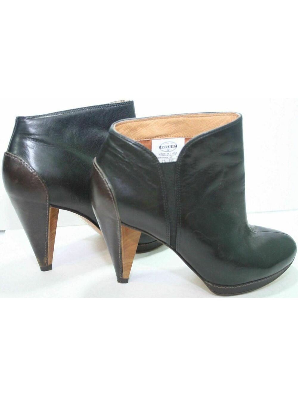 Fossil Leather Heeled Ankle Boots 4" Heels Womens Size 5.5 Dark Brown Booties